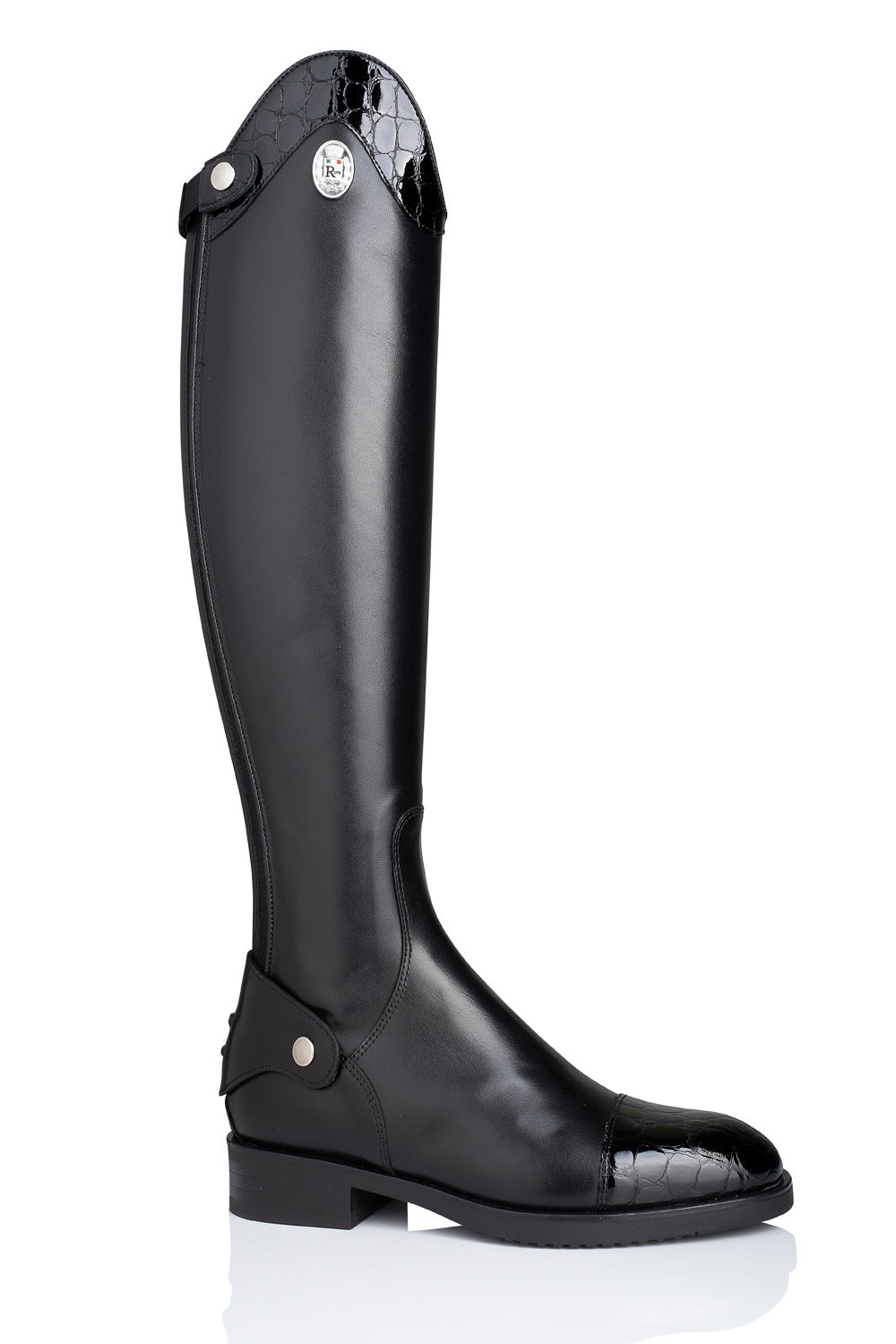R 0532 "stylisch combo" klassieke, kalfslederen laars zonder veters met een detail aan de top en bij de tip van de laars