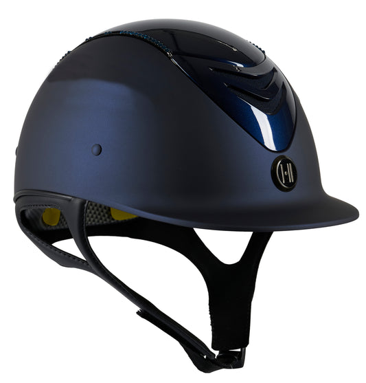 One K Mips Defender mat navy met glossy top en swarovski lijn