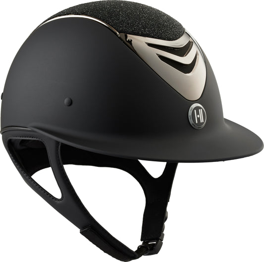 One K Mips Avancé helm mat zwart met glitter top en chrome lijn