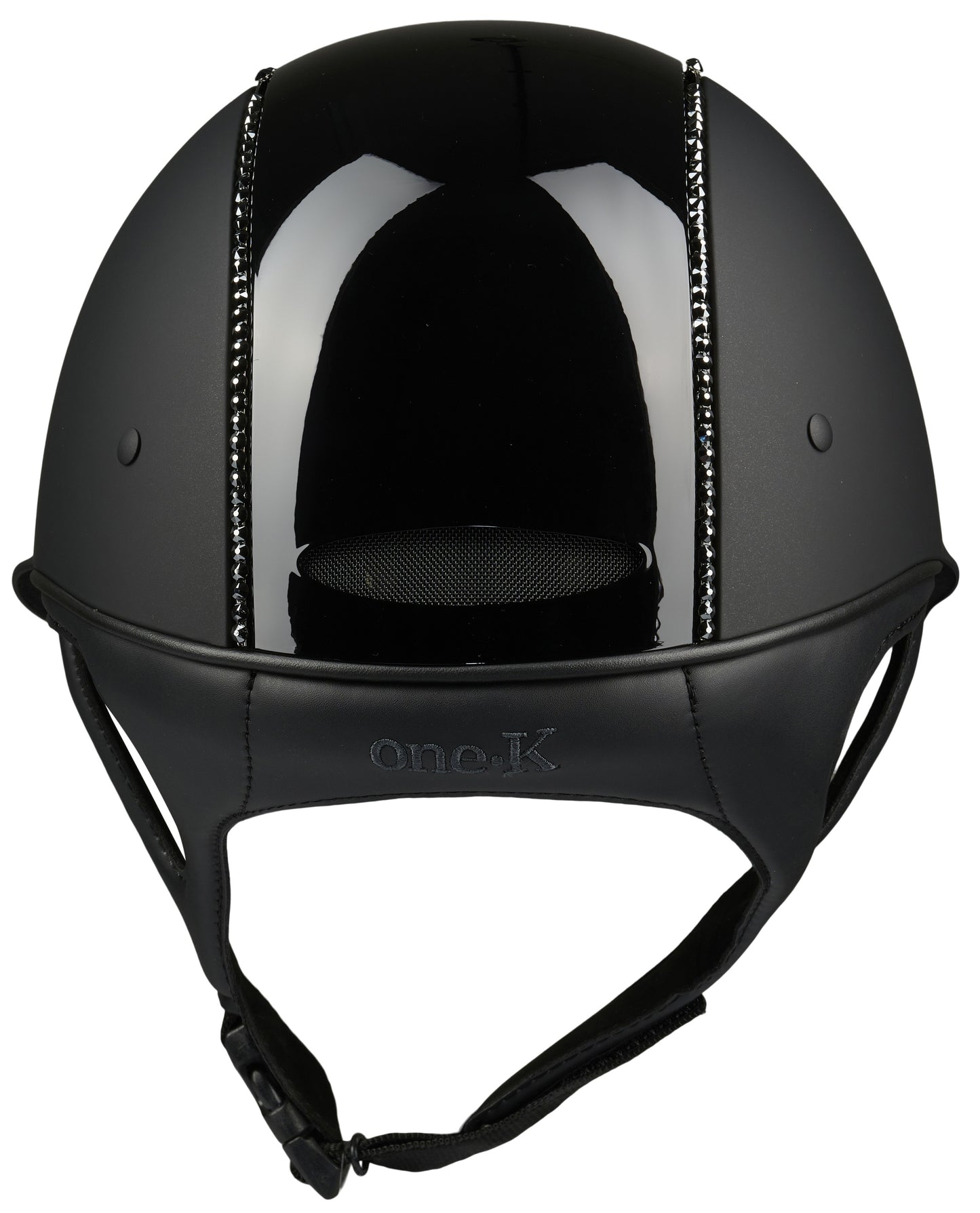 One K Mips Avancé helm mat zwart met glossy top en swarovski lijn