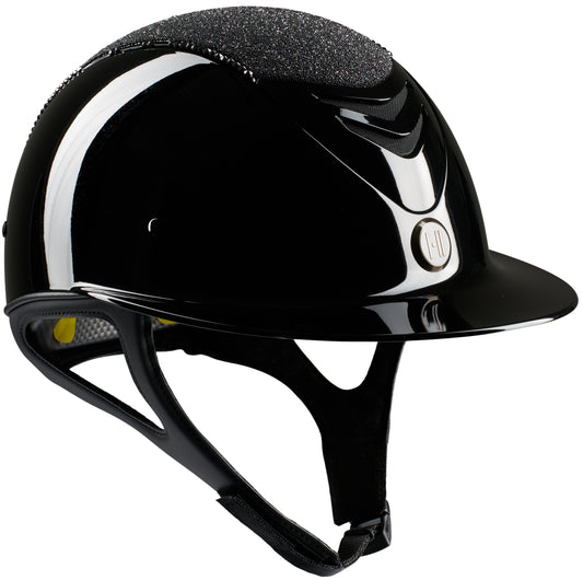 One K Mips Avancé glossy zwarte helm met glitter top en swarovski lijn