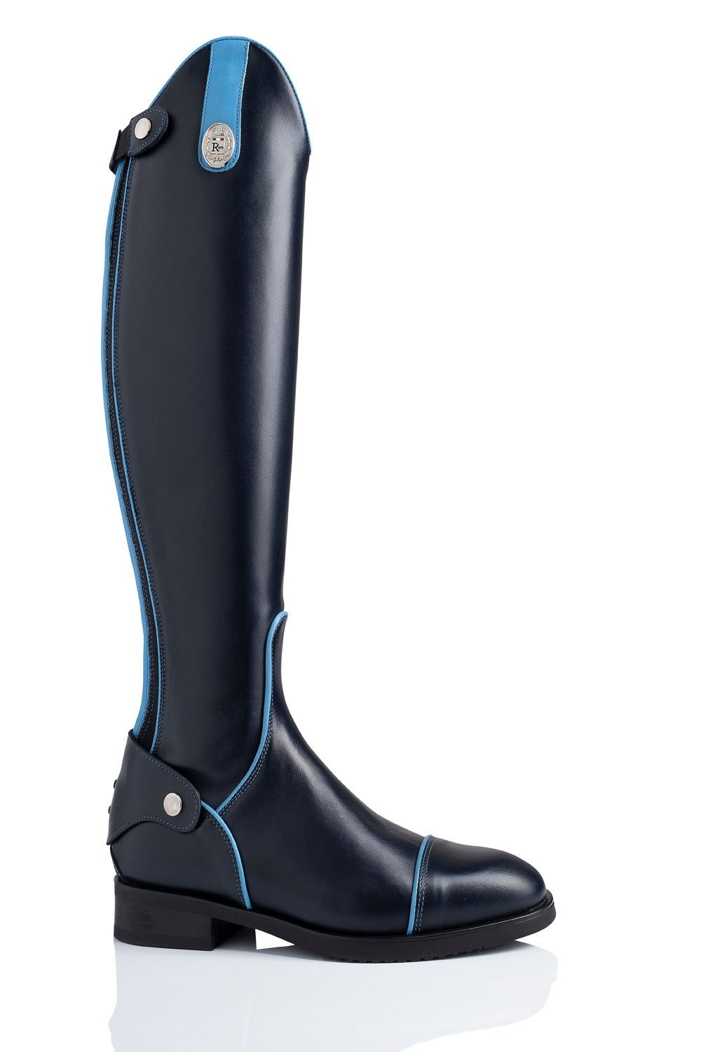 R 0530/1 Stijlvolle, professionele, kalfslederen laars met contrast details.