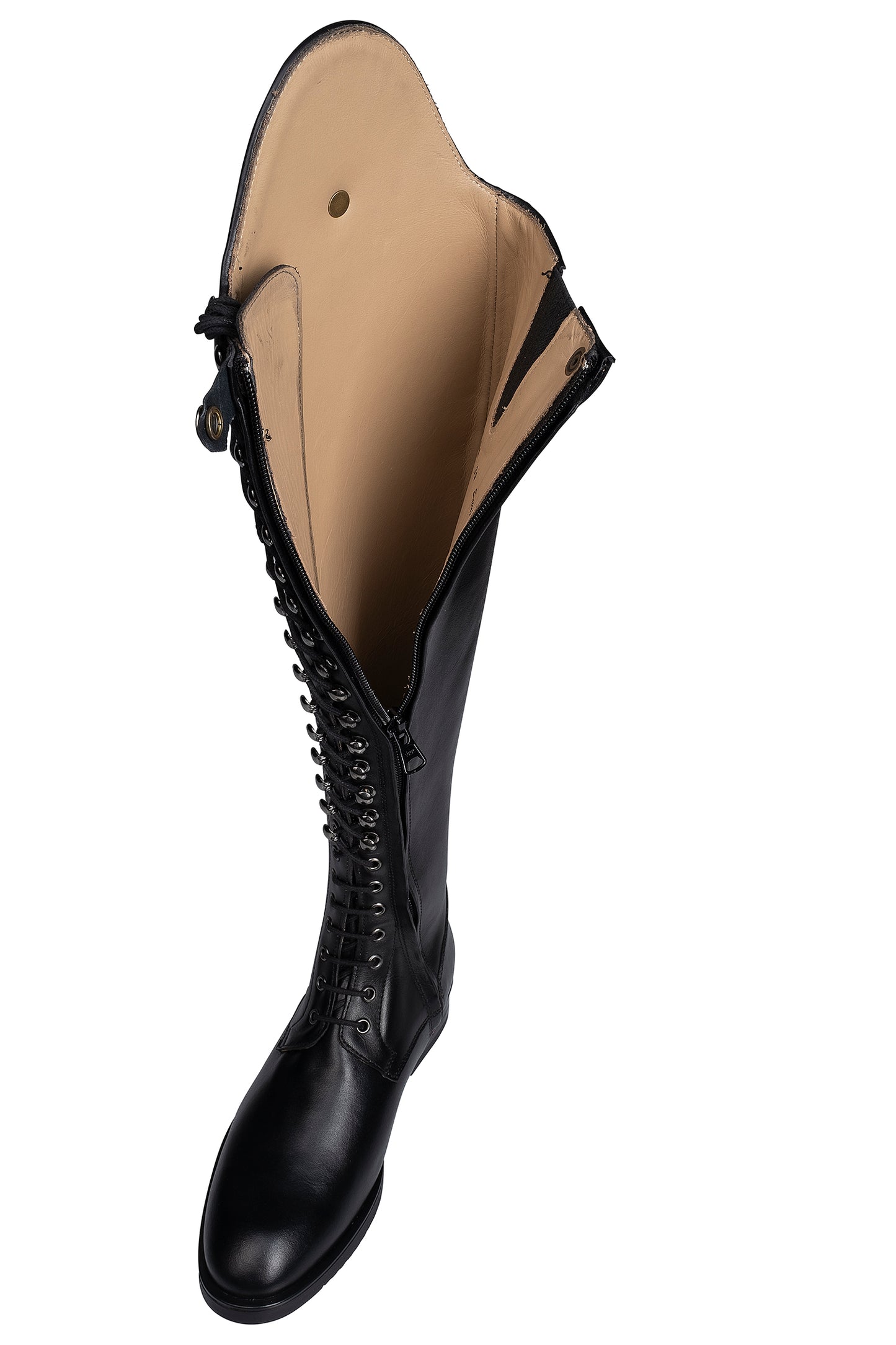 R 1310 "stylisch dressage" klassieke, kalfslederen laars met veters tot aan de top.