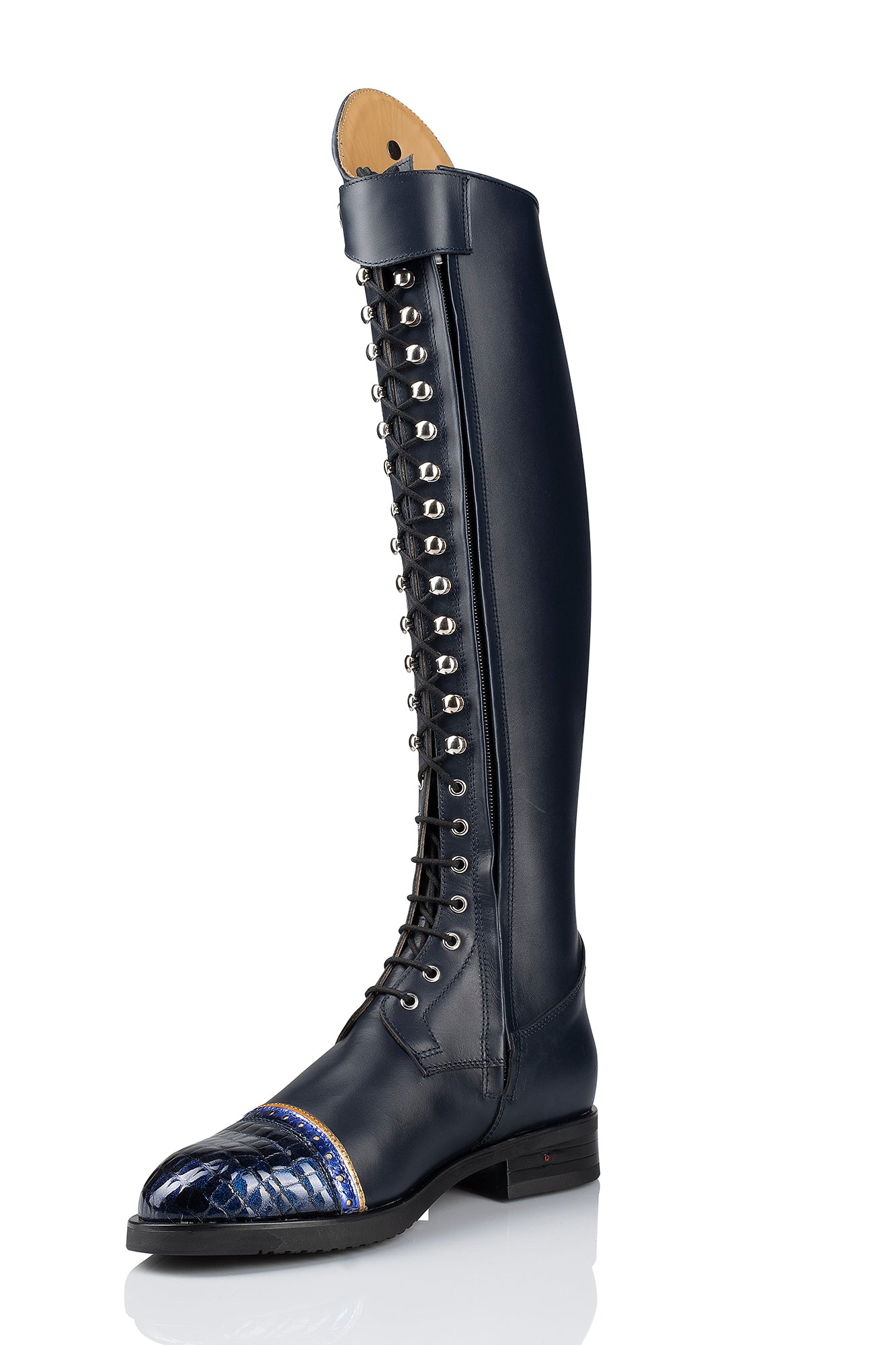 R 1358 "stylisch dressage" klassieke, kalfslederen laars met veters en prachtige details.