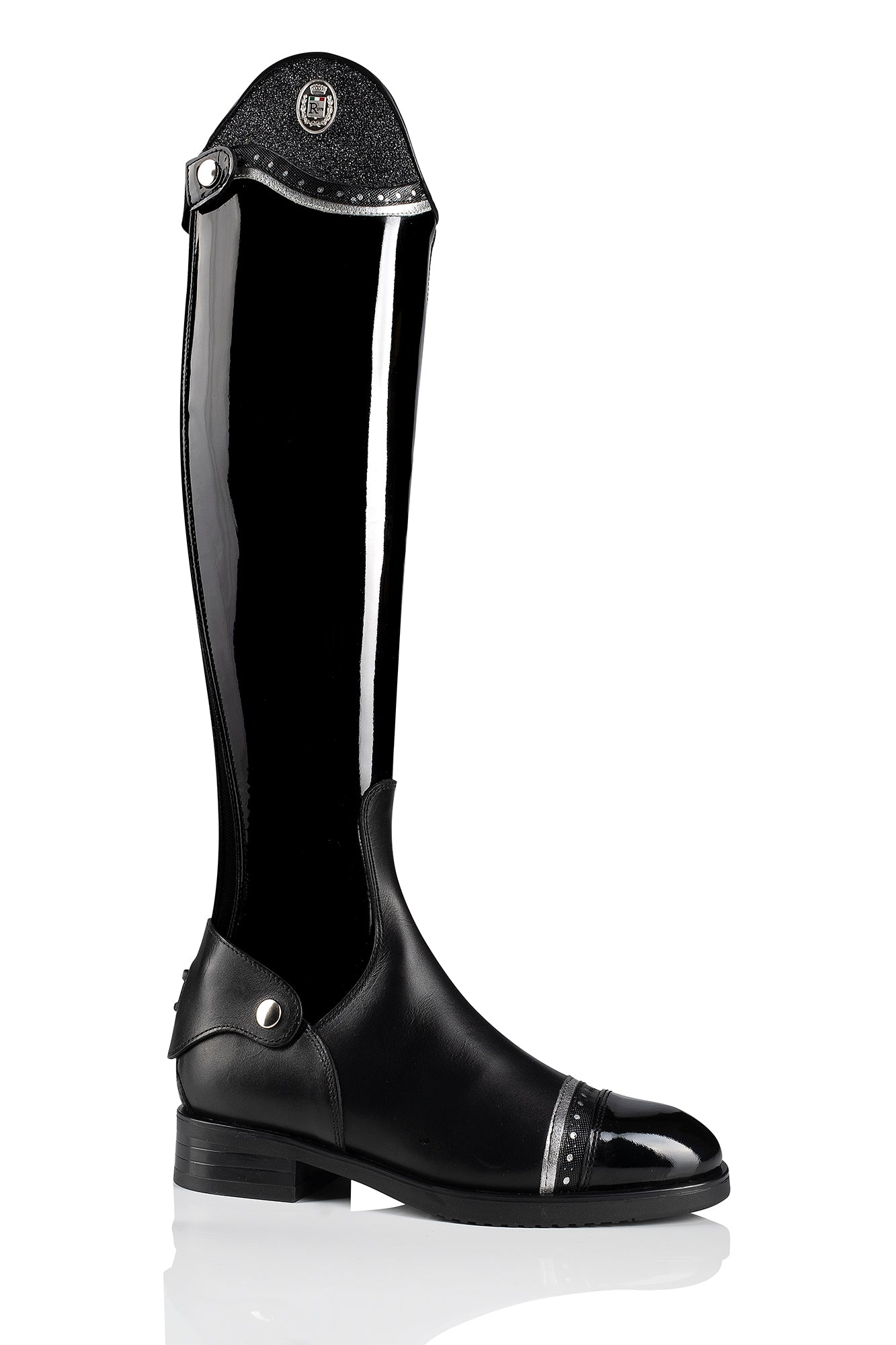 R 0570 "basic dressage" klassieke, kalfslederen laars zonder veters verkrijgbaar in verschillende patronen