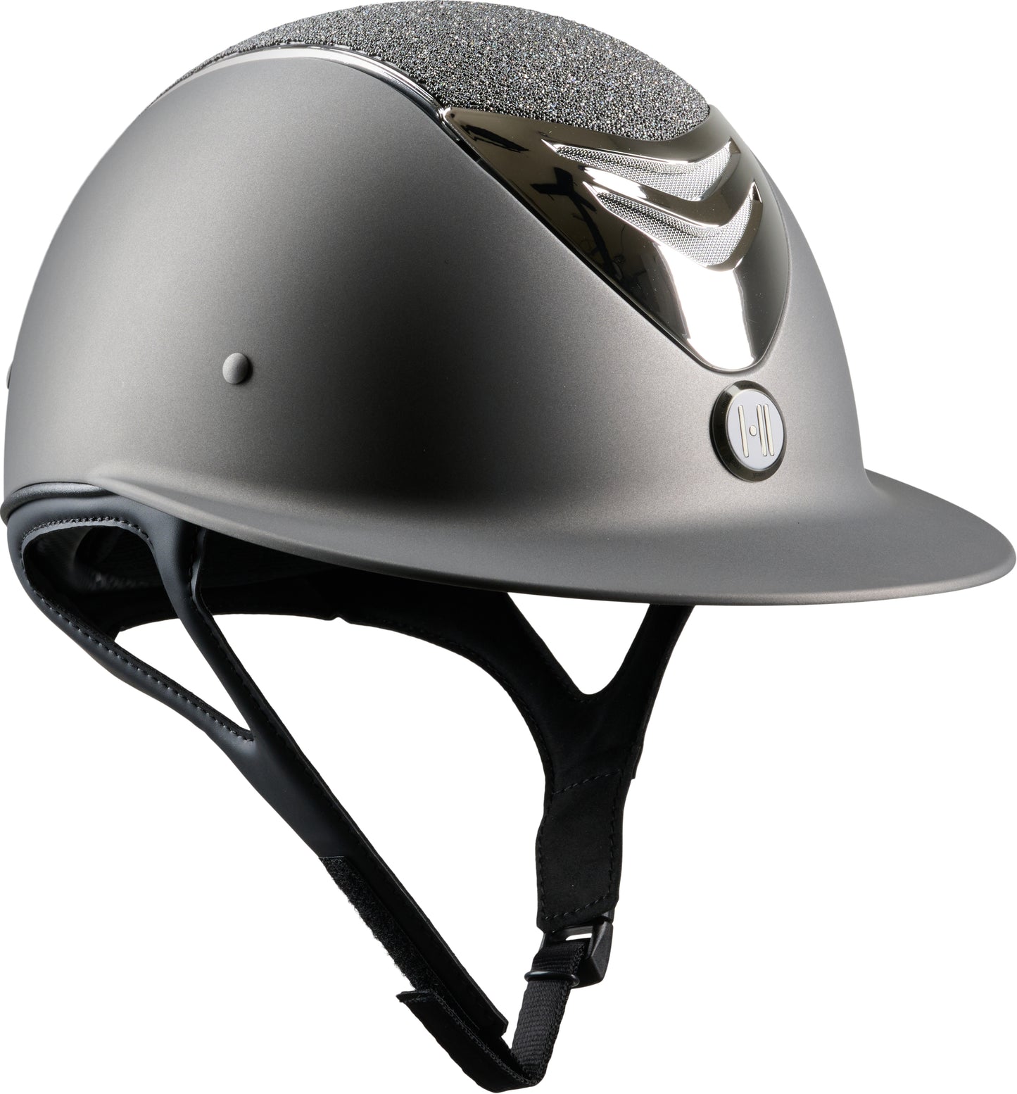 One K Mips Avancé helm grijs met chrome front en glitter top.