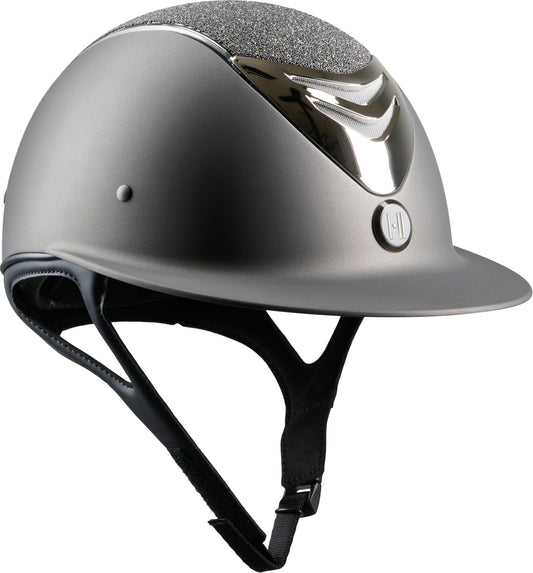 One K Mips Avancé helm grijs met chrome front en glitter top.