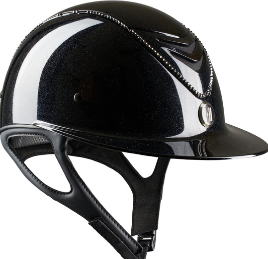 One K Mips Avancé Lux helm glossy zwart met swarovski lijn