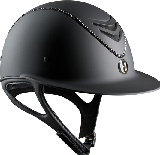 One K Mips Avancé Lux helm mat zwart met een swarovski lijn